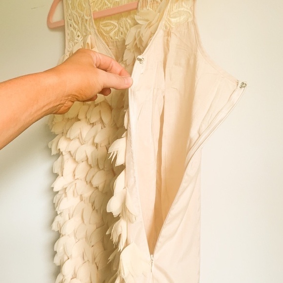 Anthropologie Champagne & Strawberry cream Petal Pop appliqué mini shift dress - Picture 10 of 11